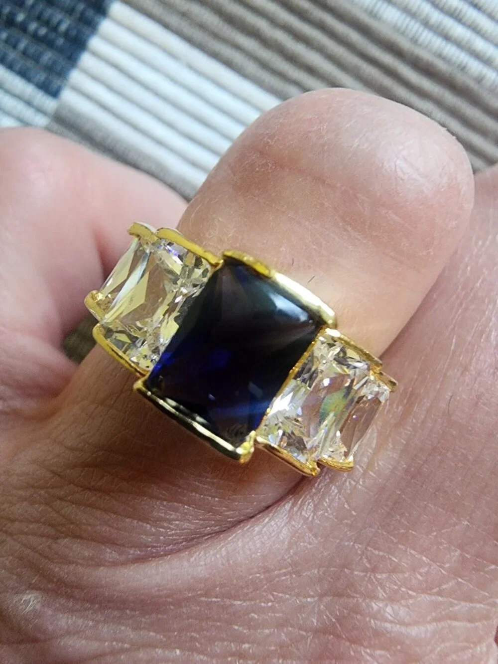 Ring with blue stone. Size 6.